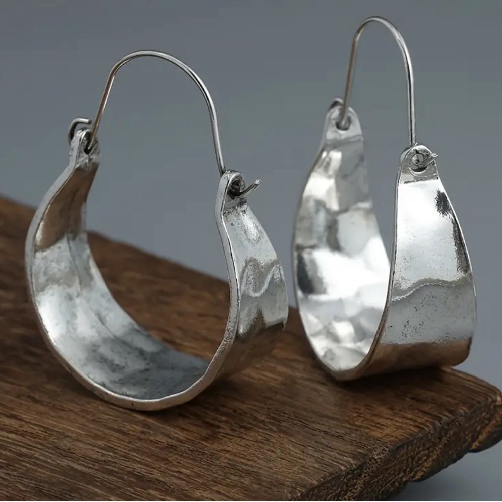 Vintage Bohemian Wide Face Chunky Hoop Earrings